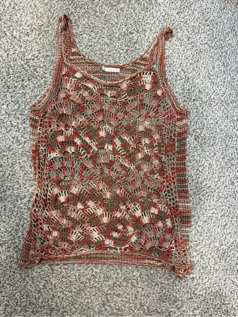 Hinge multicolor crochet sweater tank sz l large